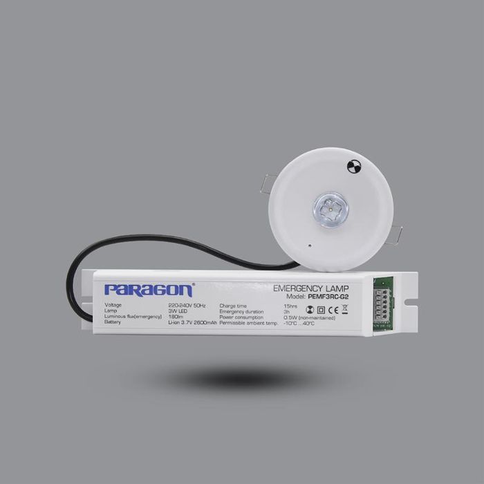 Product image 1: Emergency Recessed Rechargeable Light PEMF3RC-G2 6.5W IP20