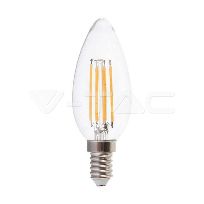 产品图片 1: V-TAC LED Bulb - 5.5W Filament E14 Dimmable Clear Cover Candle 4000K