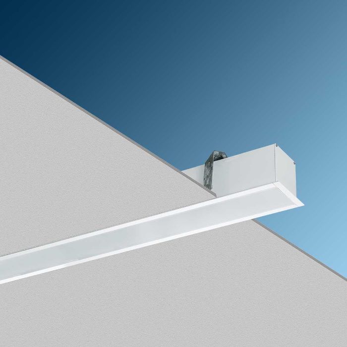 Изображение 1: INFINITY-B 6200 Lm 54W Low Power LED recessed Continuous Light Bar luminaire ,  Acrylic Diffuser , White Body