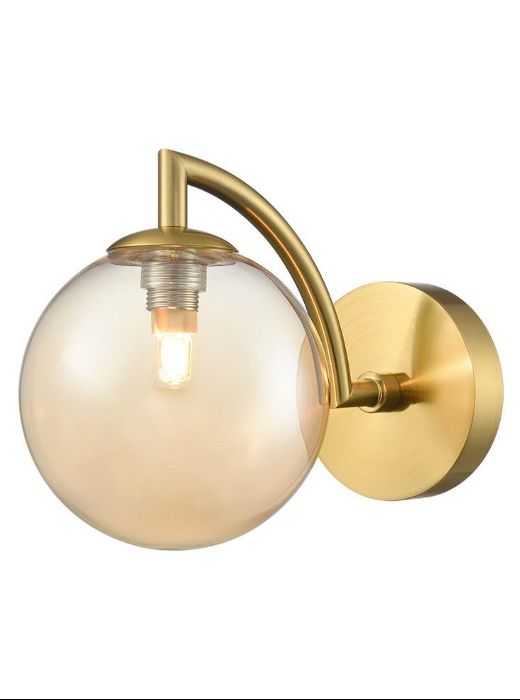 Produktbild 1: Globe Wall Light Aged Brass With Amber Glass
