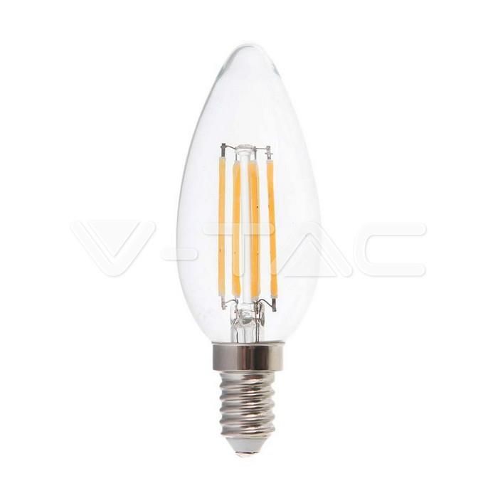 Изображение 1: V-TAC LED Bulb - 5.5W Filament E14 Dimmable Clear Cover Candle 4000K