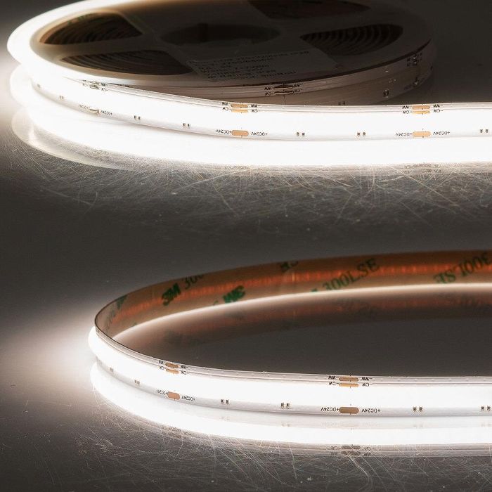 Produktbild 1: LED COB927/COB965 Linear CCT Flexband, 24V DC, 7W ww + 7W kw, IP20, 5m Rolle, 640 LED/m