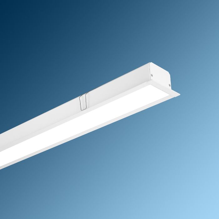 Product image 1: INFINITY-DS 6200 Lm 54W Low Power LED recessed Continuous Light Bar luminaire ,  Acrylic Diffuser , White Body
