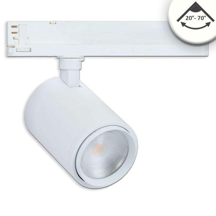 Product image 1: 3-PH Track light focusable, 42W, 20°-70°, white matt, 4000K, CRI92, DALI dimmable