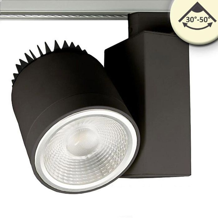 Product image 1: 3-PH Track light focusable, 35W, 30°-50°, black matt, 3000K, CRI92